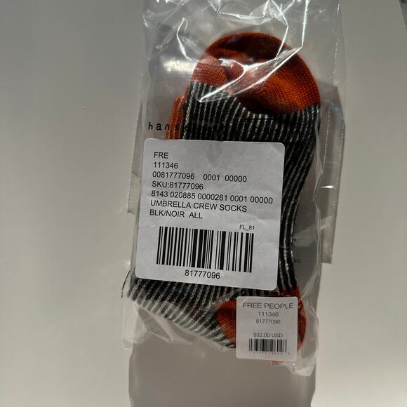 Hansel from Basel Umbrella Crew Socks Black Orange White Womens Sizes 6-9.5 NWT - Picture 3 of 14